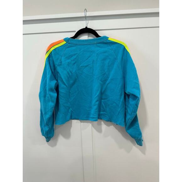 Aviator Nation Bolt Crop 5 Strip Neon Classic Crewneck Size M - Picture 2 of 5